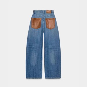 Leather Pocket Jeans