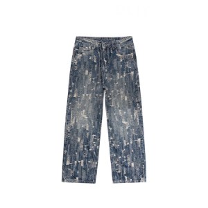 Distressed Jacquard Jeans